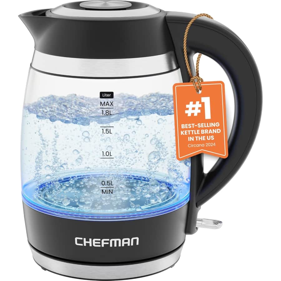 Chefman 1.8-Liter 1,500W Electric Kettle: $22 Chefman 1.8-Liter 1,500W Electric Kettle: $22