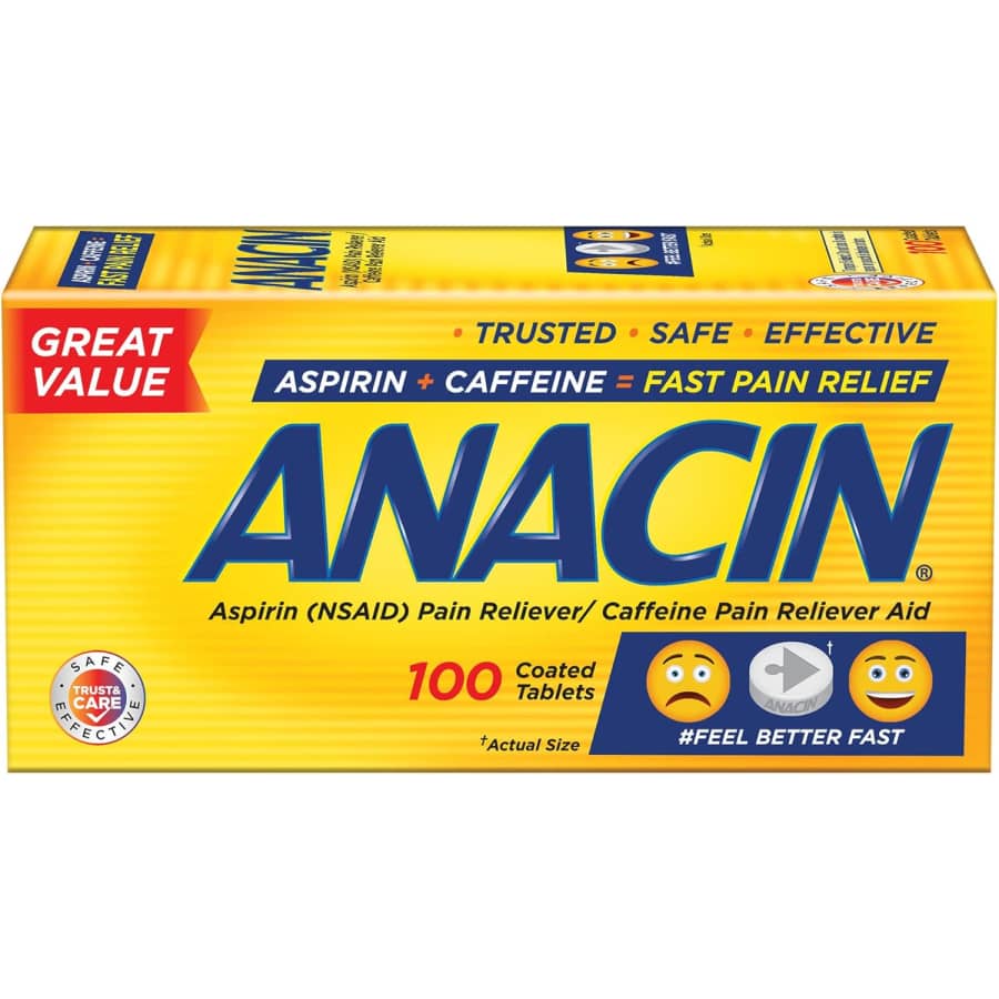 Anacin Aspirin + Caffeine Pain Reliever Tablet 100-Pack: $3.38 via Sub & Save