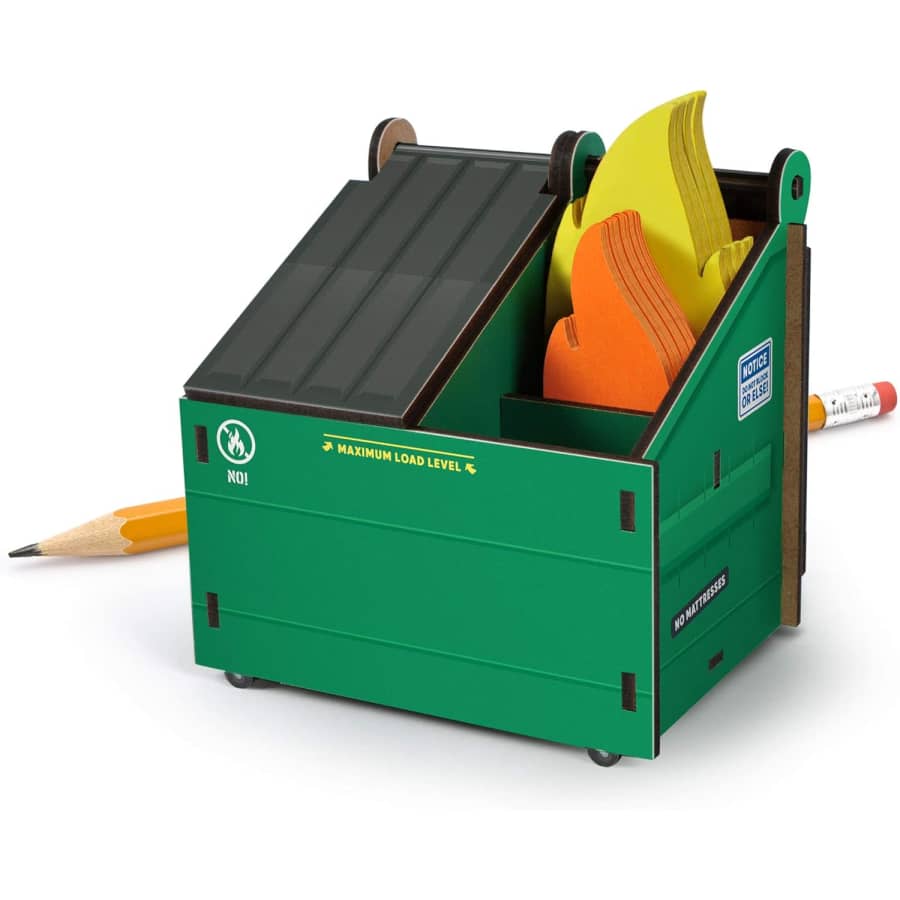 Genuine Fred Desk Dumpster Pencil Holder w/ 100 Flame Note Cards: $9.99 w/ Prime