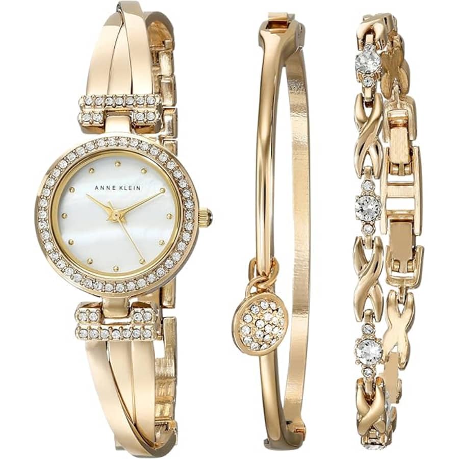 Anne Klein Premium Crystal Accented Watch and Bracelets: $53