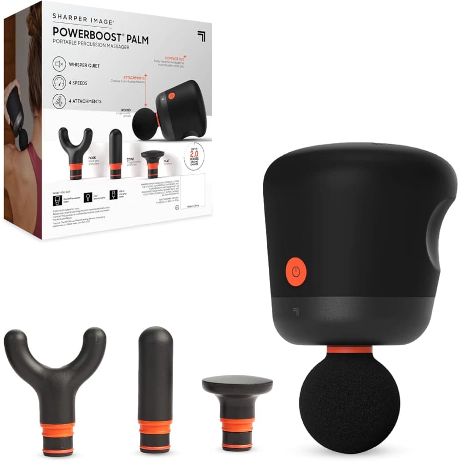 Sharper Image Powerboost Palm Portable Percussion Massager w/ 4 Attachments: $50