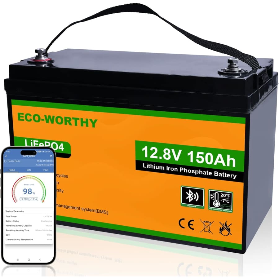 Eco-Worthy 12V 150Ah Bluetooth LiFePO4 Lithium Battery: $179.19 Eco-Worthy 12V 150Ah Bluetooth LiFePO4 Lithium Battery: $179.19