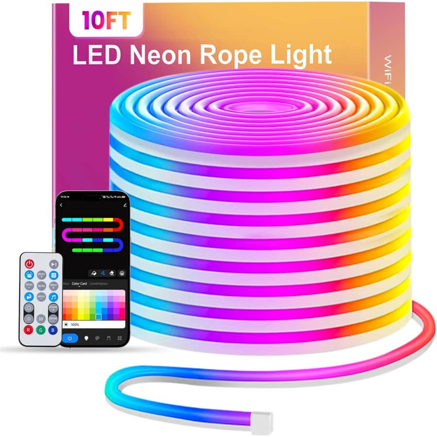 10-Foot LED Neon Rope Strip Light: $12.49