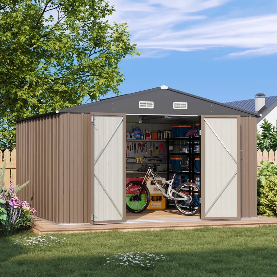 Patiowell 10x10-Foot Outdoor Storage Metal Shed: $334