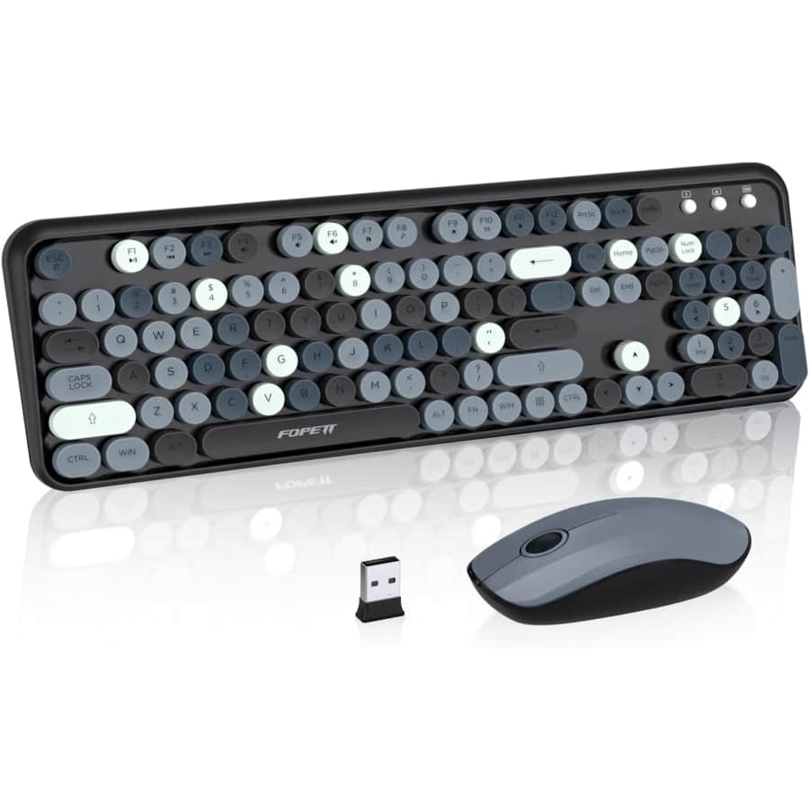 Jar-Owl Retro Wireless Keyboard and Mouse Set: $18.99