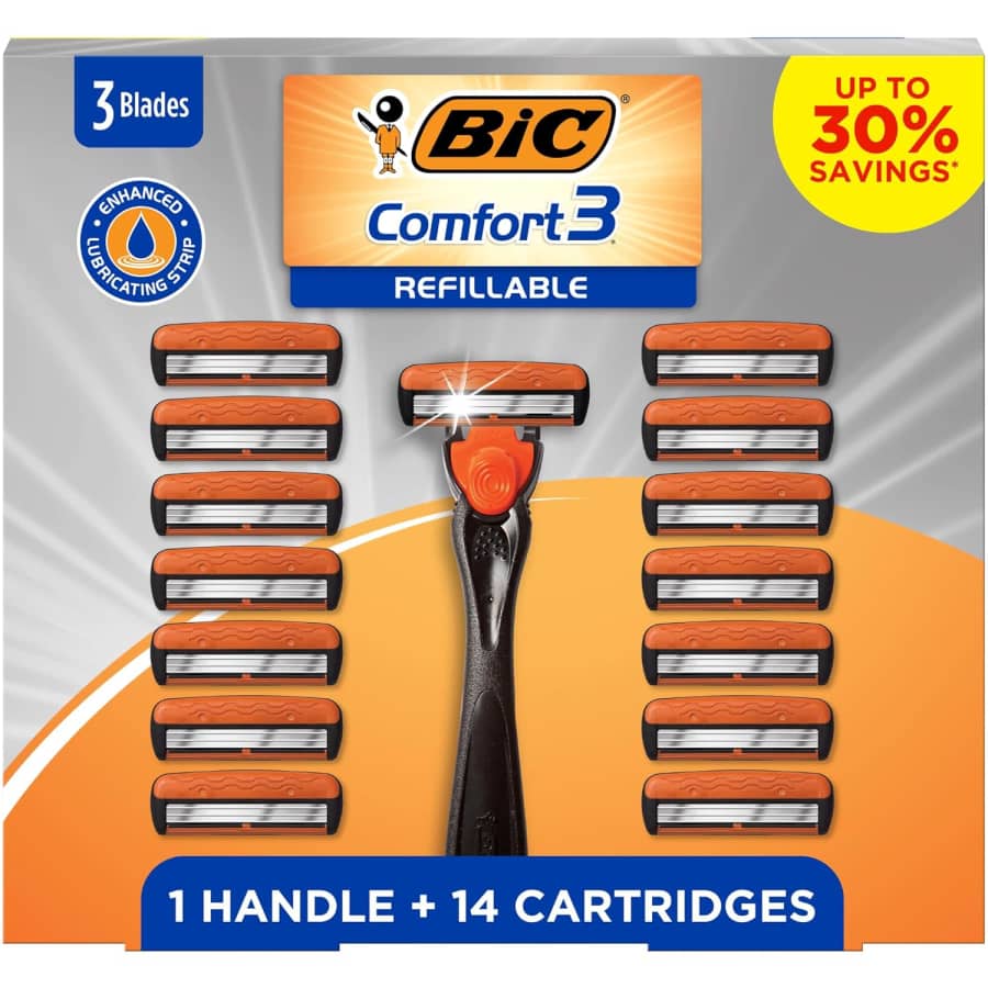 BIC Comfort 3 Refillable Men's Razor Set w/ 14 Cartridges: $7 via Sub. & Save BIC Comfort 3 Refillable Men's Razor Set w/ 14 Cartridges: $7 via Sub. & Save