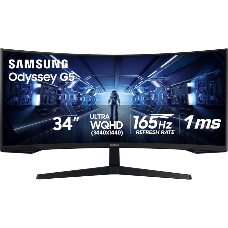 Samsung Odyssey G55T 34" Ultrawide 1440p HDR 165Hz Curved IPS FreeSync LED Gaming Monitor: $260
