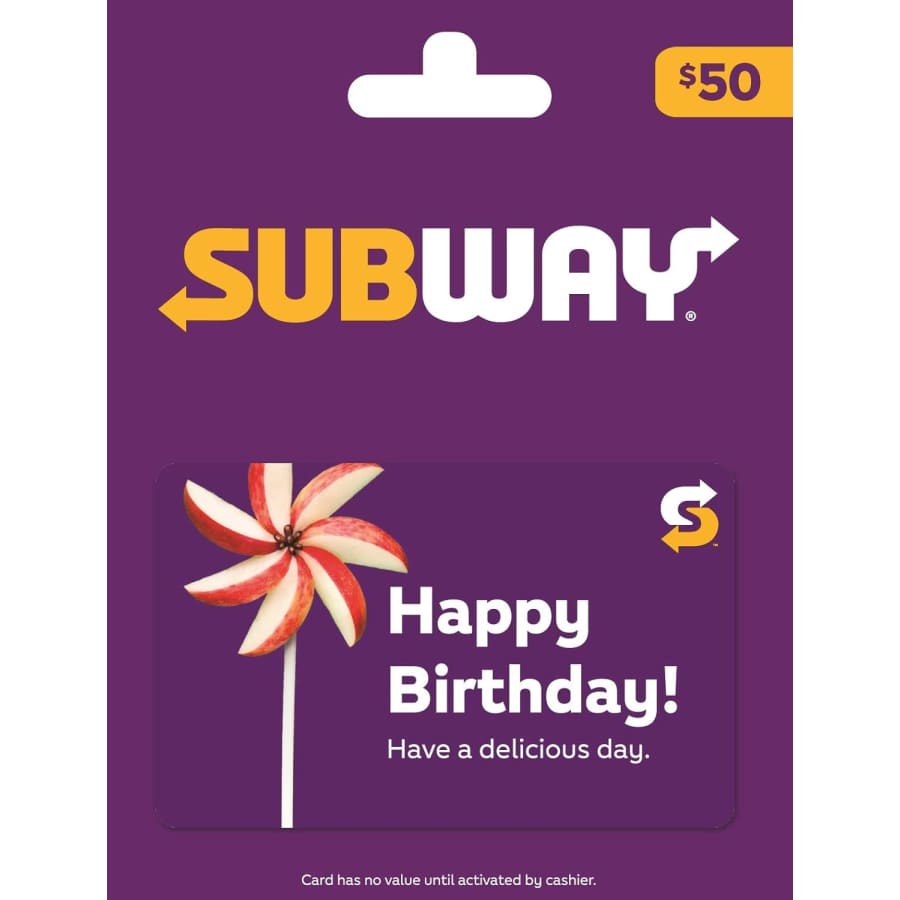 $50 Subway Birthday Gift Card: $43