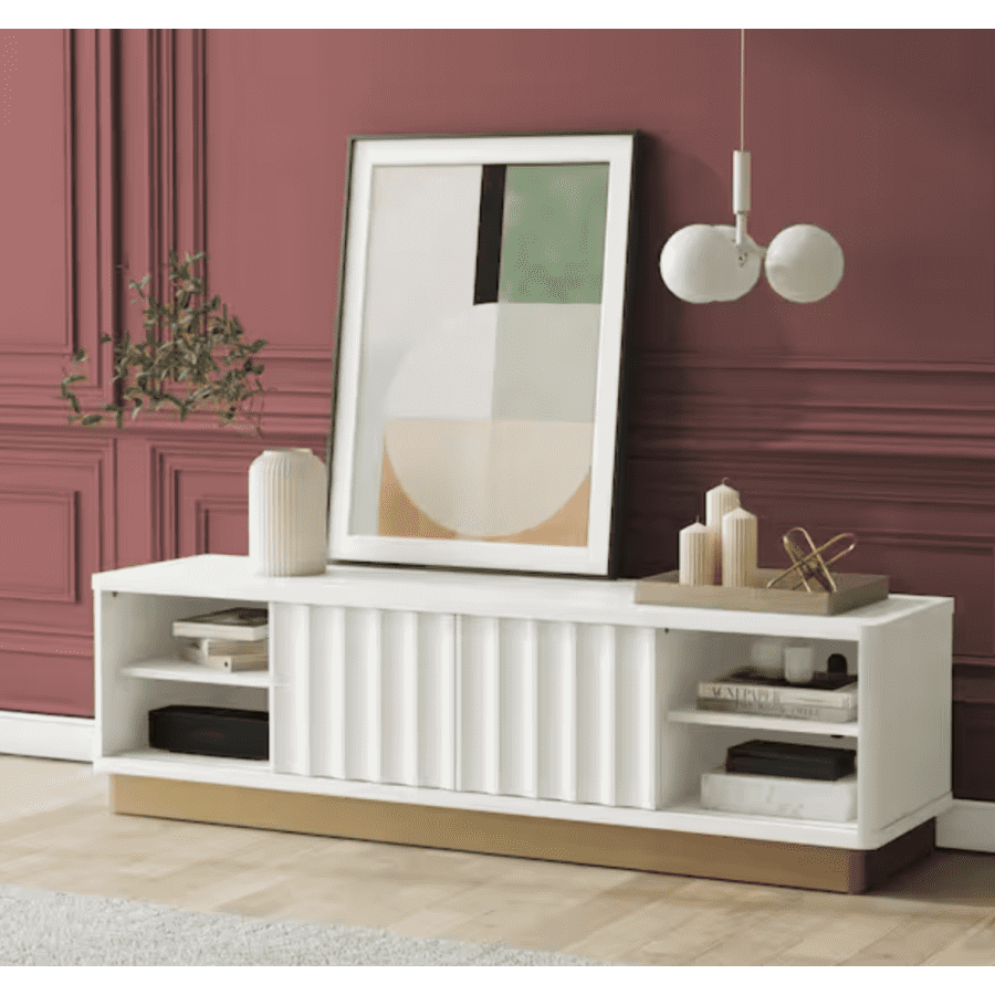 CosmoLiving by Cosmopolitan Rene Modern Scalloped TV Stand for TVs up to 65": $132 CosmoLiving by Cosmopolitan Rene Modern Scalloped TV Stand for TVs up to 65": $132