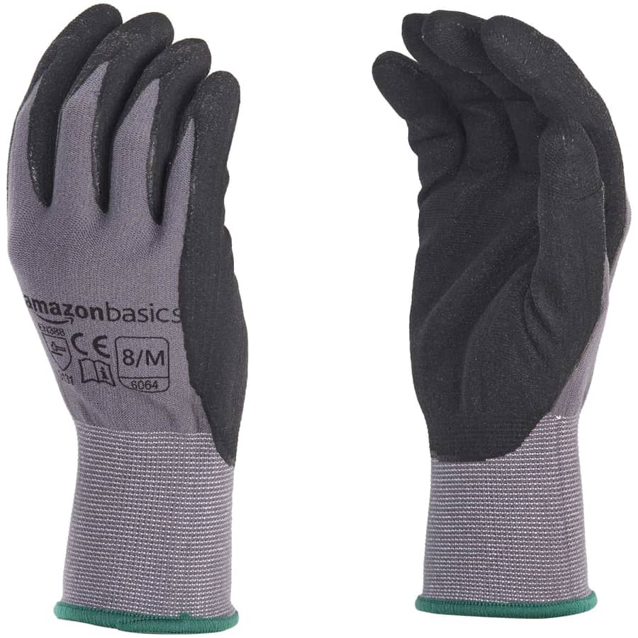 Amazon Basics Micro-Foam Nitrile Coated Work Gloves 12-Pack: $10