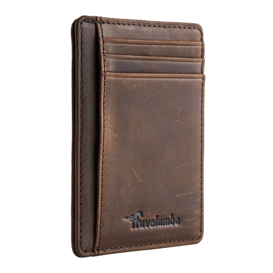 Travelambo Slim Leather RFID Blocking Wallet: $7.99