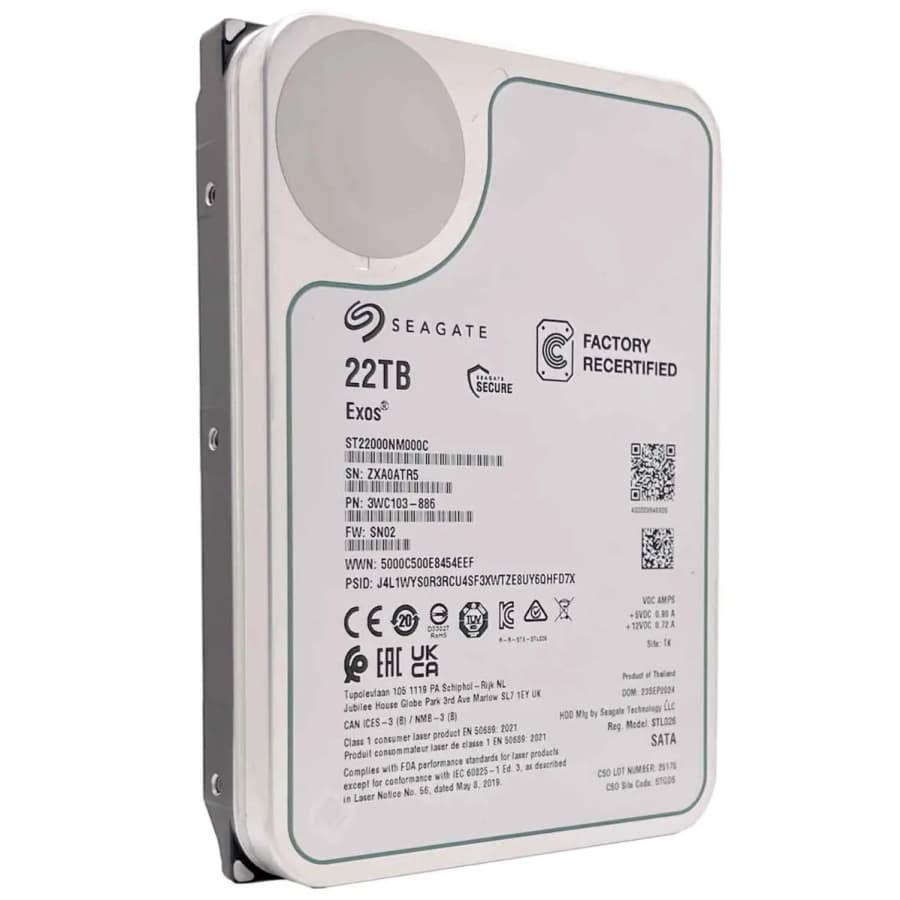 Certified Refurb Seagate Exos CMR 22TB 3.5" Internal Hard Drive: $254.99