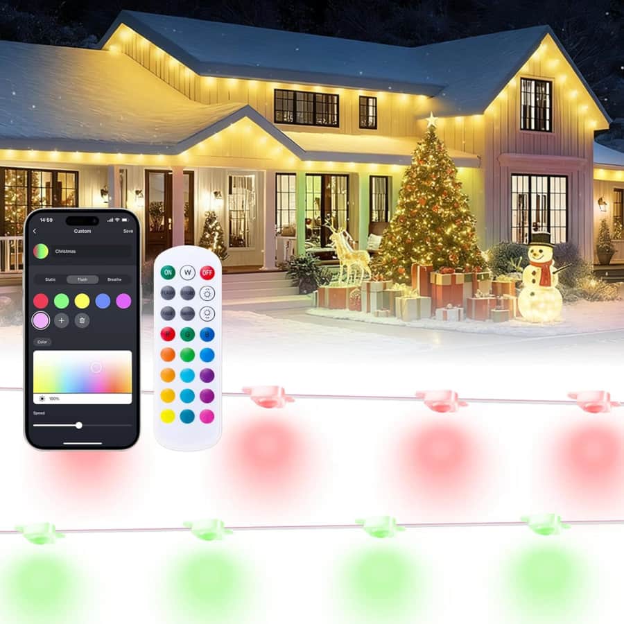 LemonLovely 150-Foot Smart RGB Permanent Outdoor String Lights: $48.99