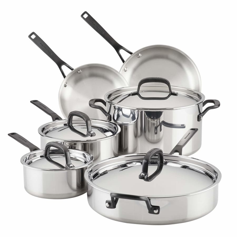 KitchenAid 5-Ply 10-Piece Stainless Cookware Set: $299.99 KitchenAid 5-Ply 10-Piece Stainless Cookware Set: $299.99