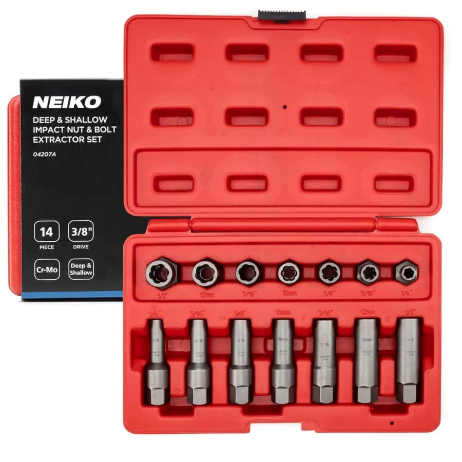 Neiko 14-Piece Impact Nut & Bolt Extractor Set: $25