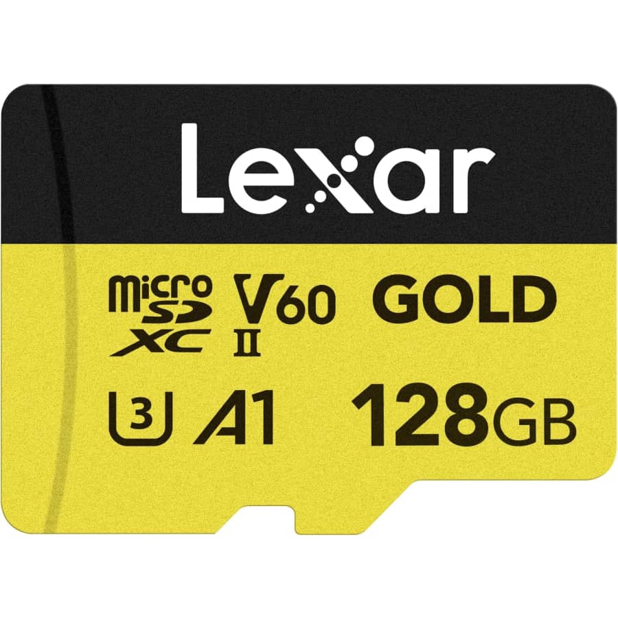 Lexar 128GB Professional Gold Micro SD Card: $25 Lexar 128GB Professional Gold Micro SD Card: $25