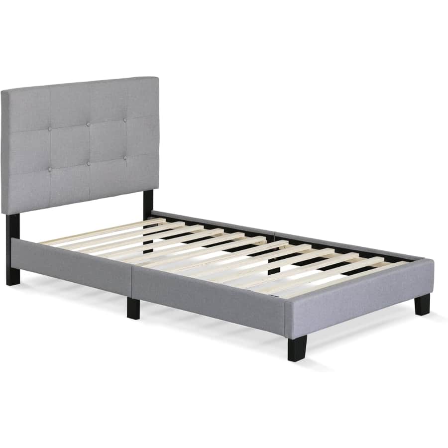 Furinno Laval Upholstered Button-Tufted Queen Bed Frame: $84