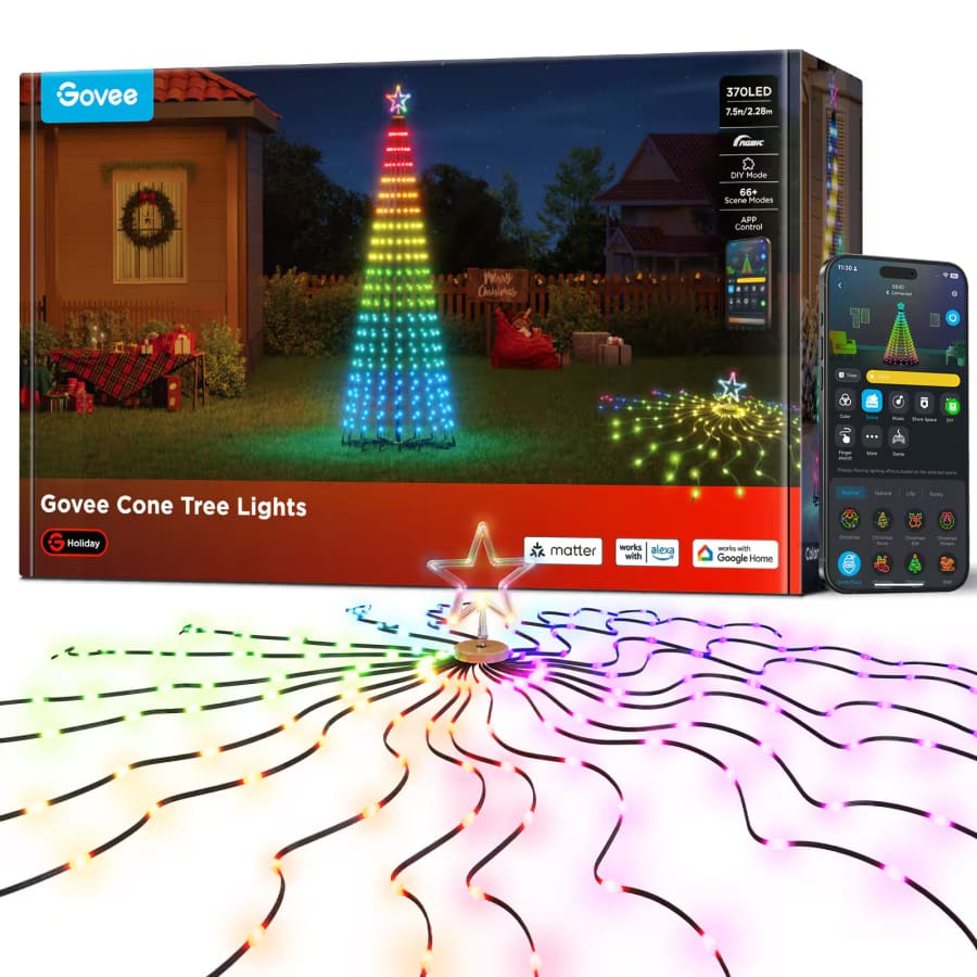 Govee 7.5-Foot RGBIC Cone Tree Lights: $150