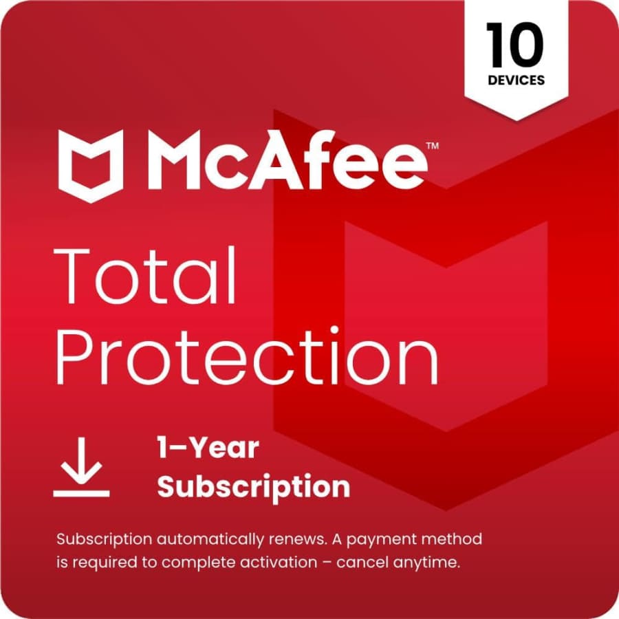 McAfee Total Protection 10-User 1-Year Software for PC: $30 McAfee Total Protection 10-User 1-Year Software for PC: $30