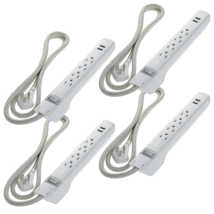 360 Electrical Habitat Braided 4-Outlet Surge Strip with Dual USB Ports 4-Pack: $30