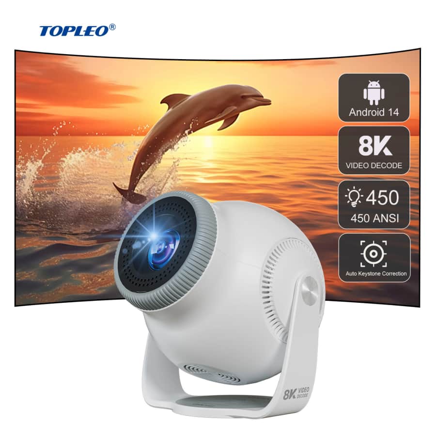 Topleo 720p Mini Smart Android 14 Home Projector: $66.80