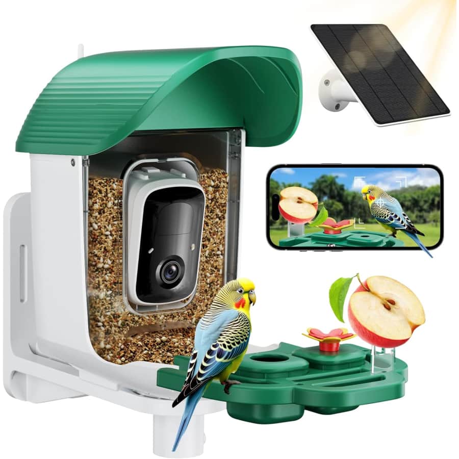 2K HD AI Smart Solar-Powered Bird Feeder w/ Camera: $29.99