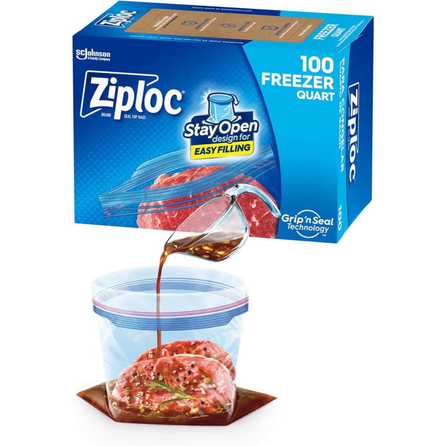 Ziploc Quart Freezer Bag 100-Count: $12 w/ Subscribe & Save Ziploc Quart Freezer Bag 100-Count: $12 w/ Subscribe & Save