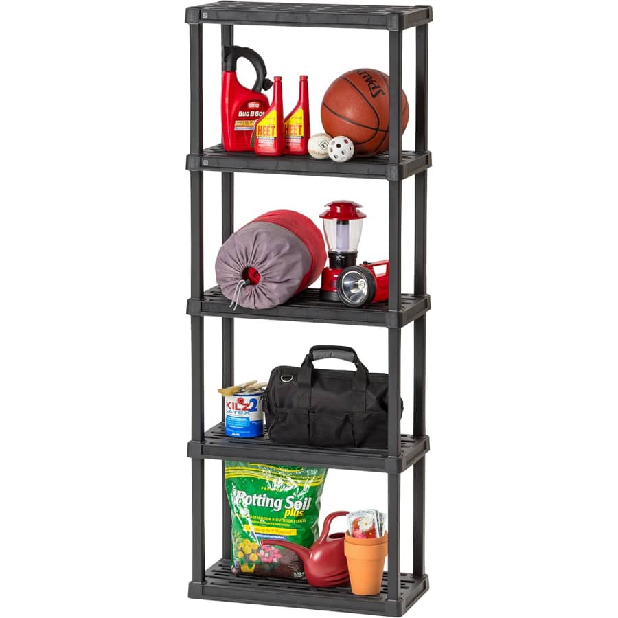 IRIS 5-Shelf Heavy Duty Plastic Storage Shelves: $33