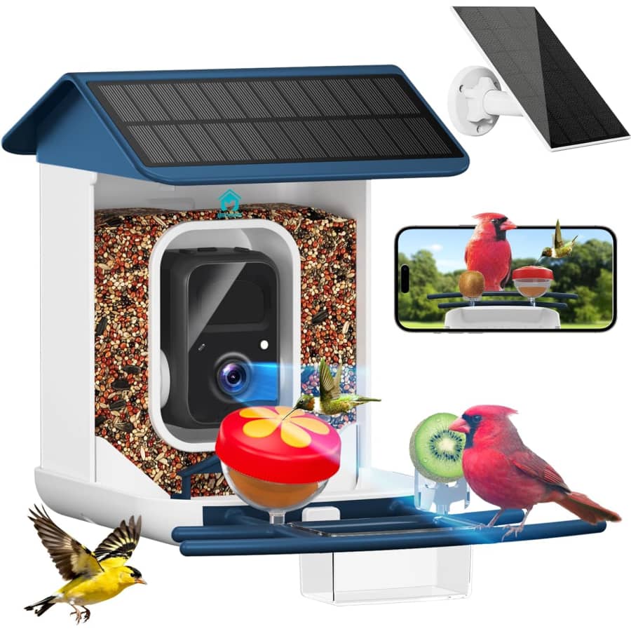 Broaimx 2K HD Solar-Powered Smart Bird Feeder w/ 64GB Card: $49.99
