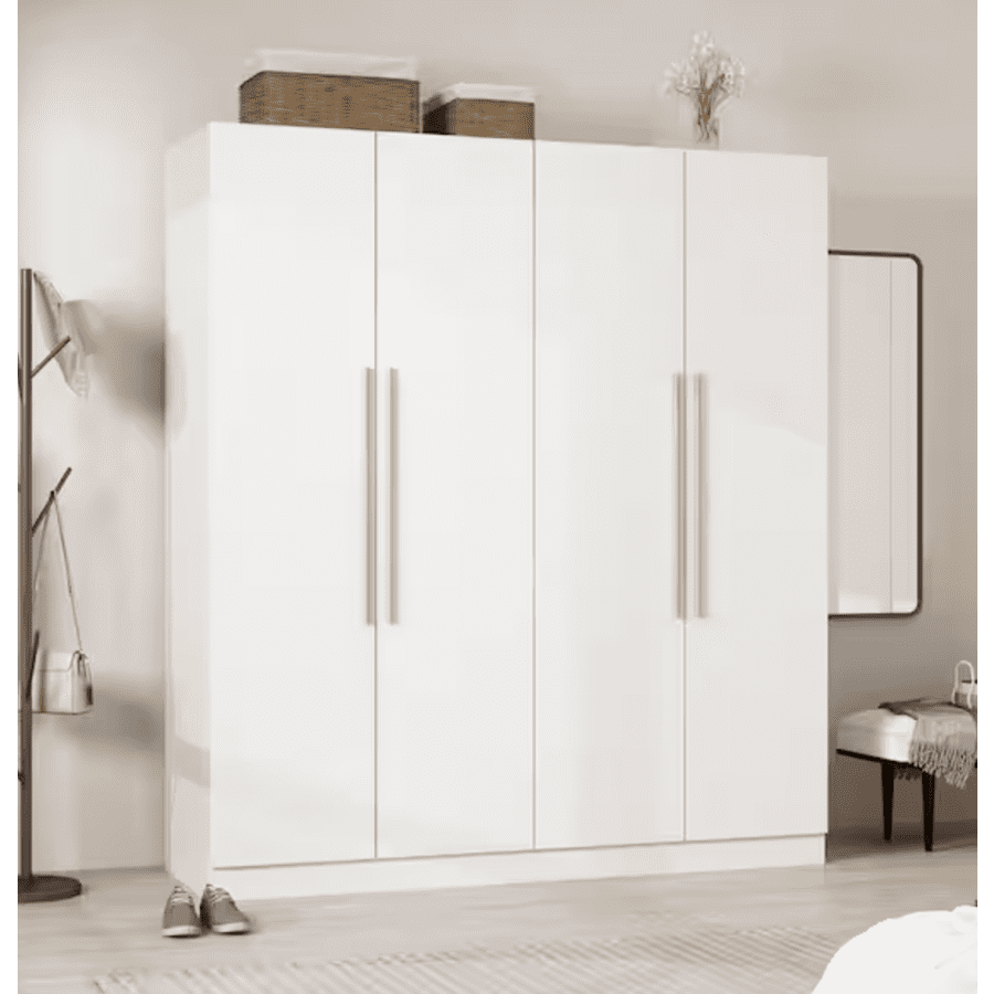 4-Door Wardrobe with Storage Shelves: $314