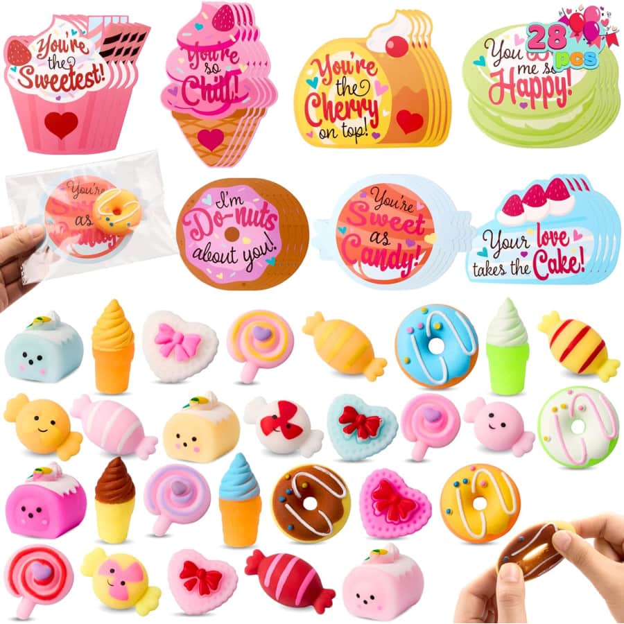 Valentine's Day Gift Cards with Candy Mochi Squishy Toys 28pc Set: $8.99 Valentine's Day Gift Cards with Candy Mochi Squishy Toys 28pc Set: $8.99