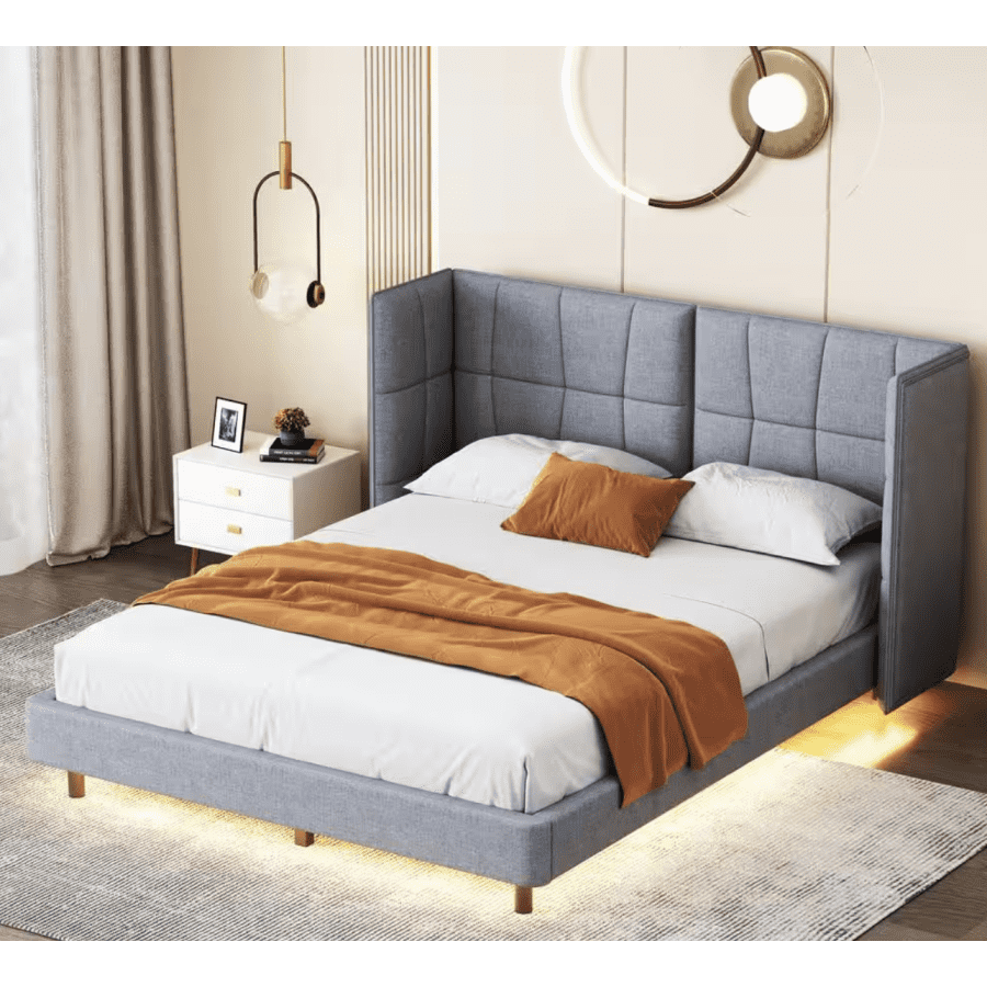 Harper & Bright Designs Queen Platform Bed with LED Lights: $150