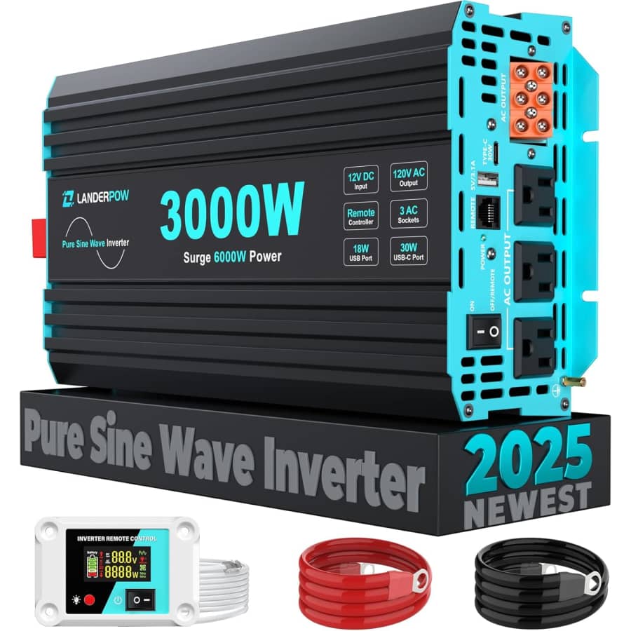 Landerpow 3000 Watt Pure Sine Wave Inverter: $149.99 Landerpow 3000 Watt Pure Sine Wave Inverter: $149.99