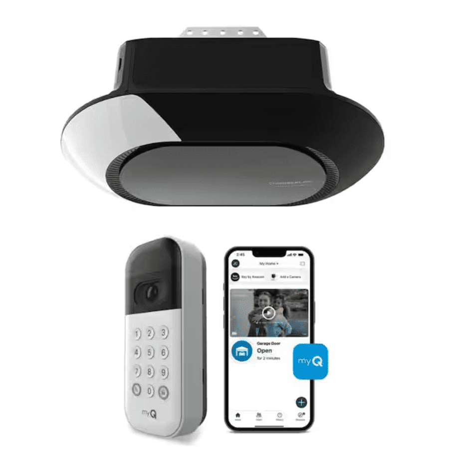 Chamberlain 3/4 HP Smart Belt Drive Garage Door Opener w/ Battery Backup and myQ Video Keypad: $308