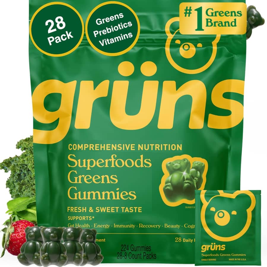 Gruns Adults Super Greens Multivitamin Gummies 28-Count: $42 w/ Sub & Save