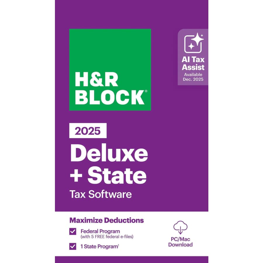 H&R Block Deluxe + State 2025 Tax Software: $24.99