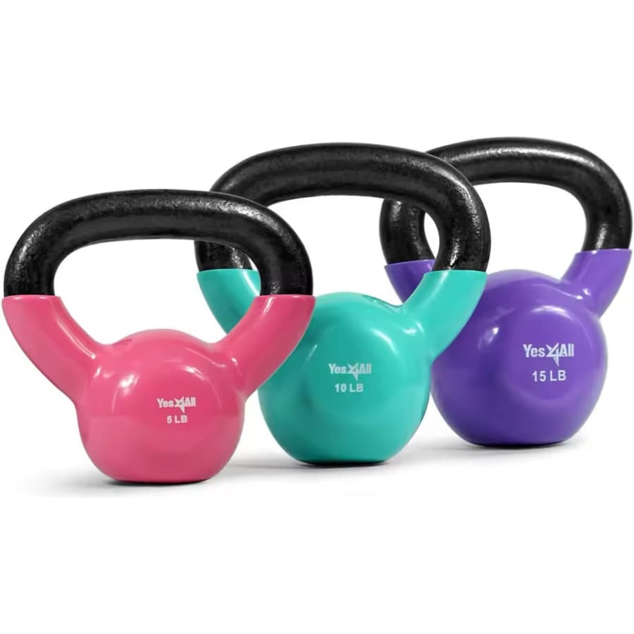 3-Piece Vinyl-Coated Kettlebell Set: $49.05
