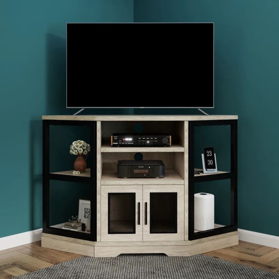 Yitahome Farmhouse Wood Corner TV Stand: $129.59