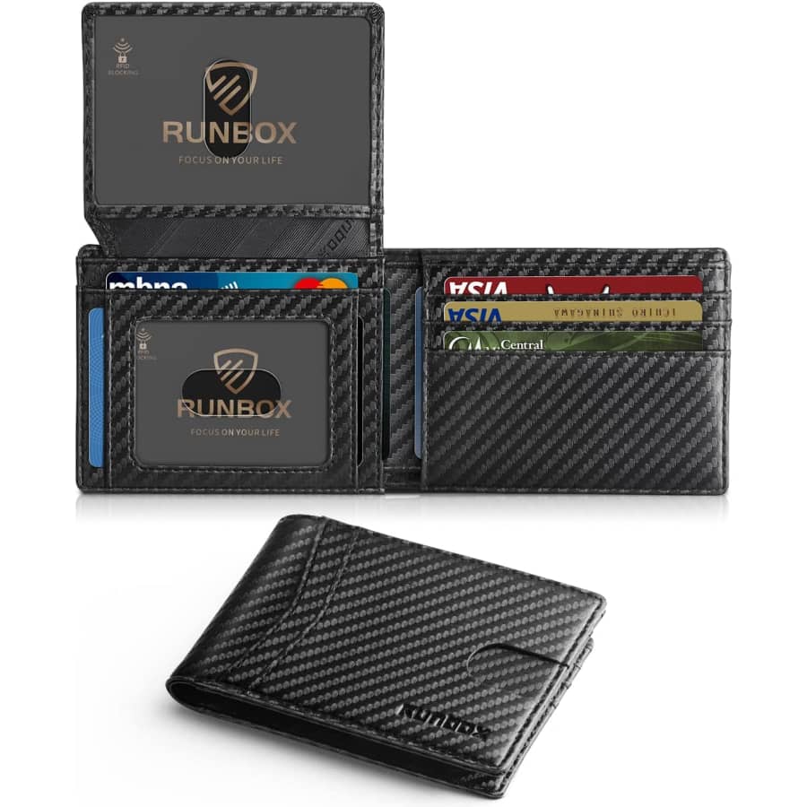Runbox Men's Slim Leather RFID-Blocking Wallet: $5.99