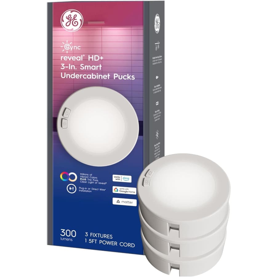 GE Cync Reveal HD+ Smart Undercabinet Puck Light 3-Pack: $50 GE Cync Reveal HD+ Smart Undercabinet Puck Light 3-Pack: $50