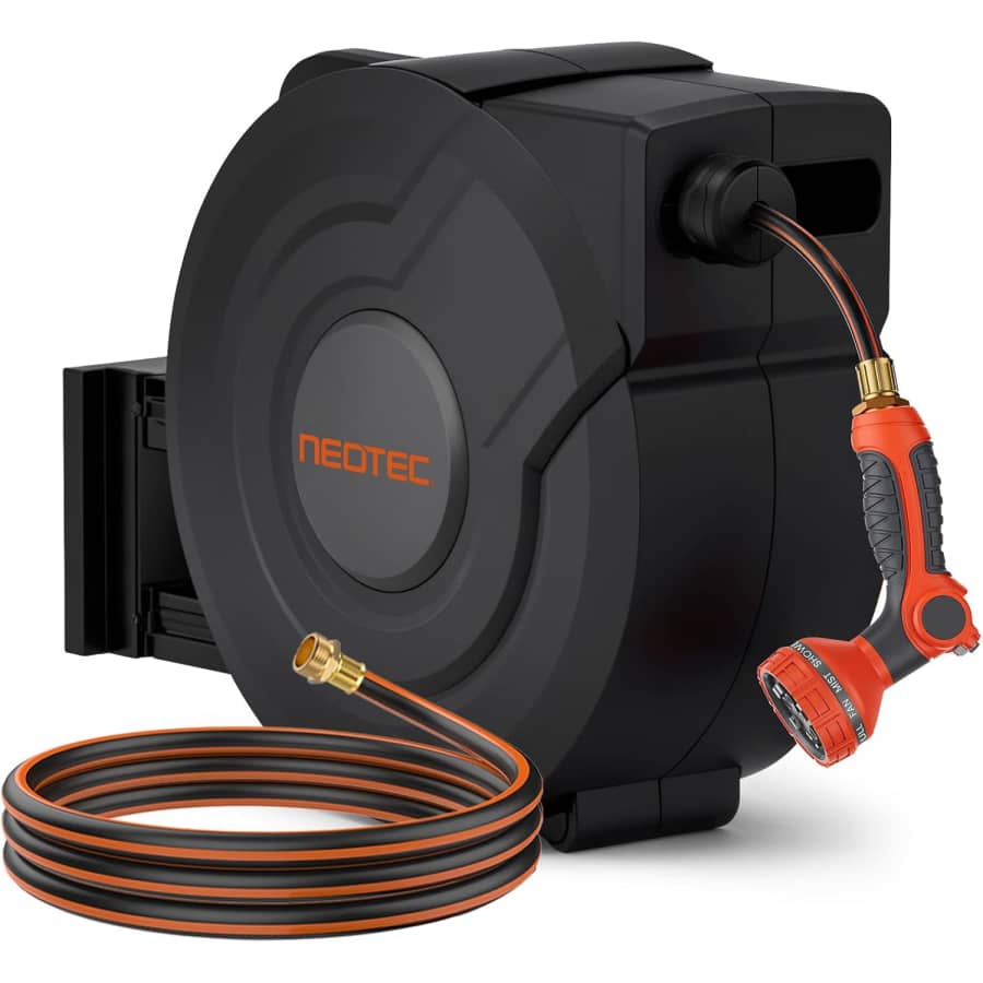 Neotec Retractable 130-Foot Garden Hose Reel: $129.99 Neotec Retractable 130-Foot Garden Hose Reel: $129.99