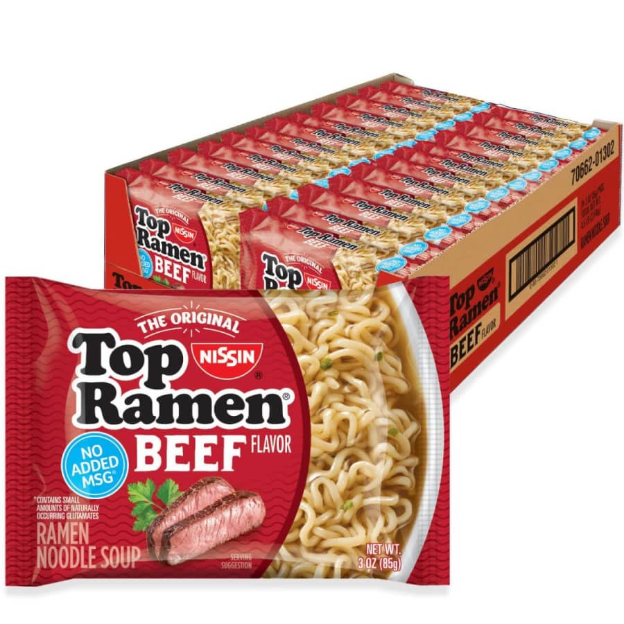 Nissin Top Ramen Beef or Chicken Ramen Noodle Soup 24-Pack: $6.16 via Sub & Save