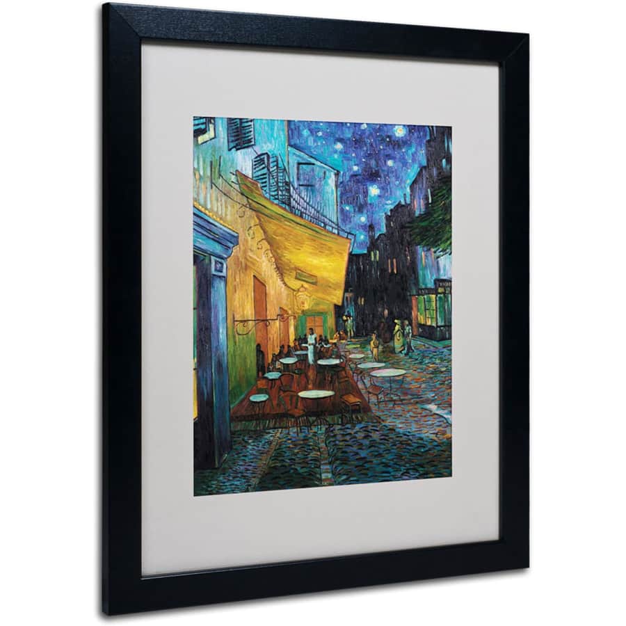 Vincent Van Gogh Cafe Terrace Framed Matted Canvas Art: $15