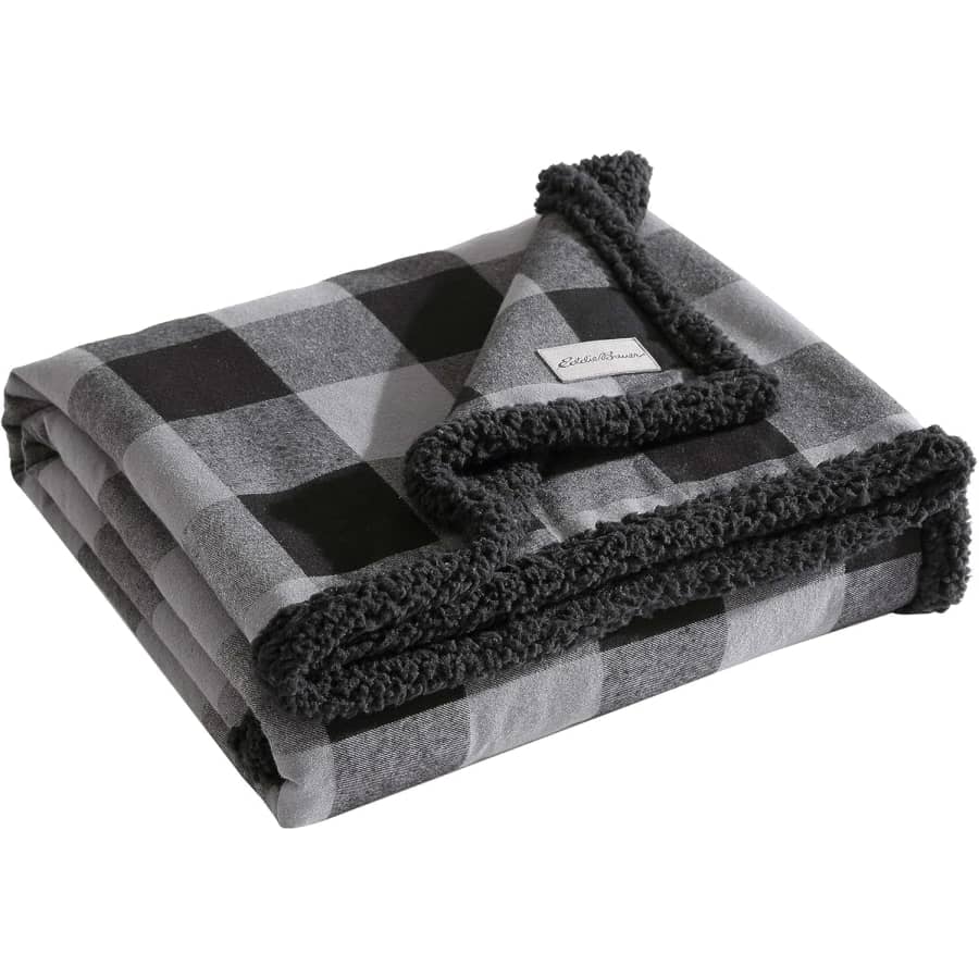 Eddie Bauer Cabin Plaid Flannel/Sherpa Throw Blanket: $14.30