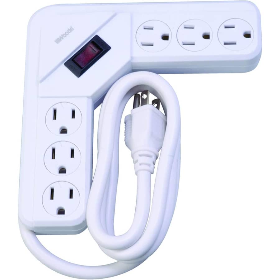 Woods L-Shaped 6-Outlet Power Strip: $12 Woods L-Shaped 6-Outlet Power Strip: $12
