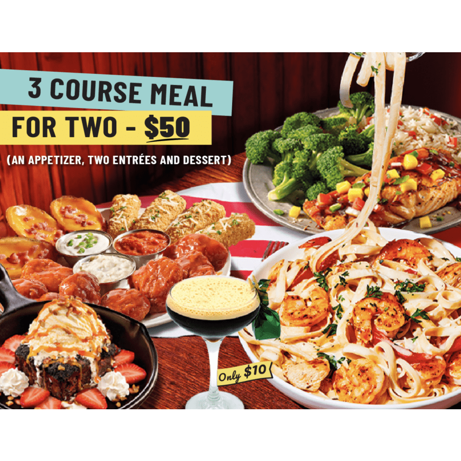 TGI Fridays Valentine's 3-Course Meal for Two: $50