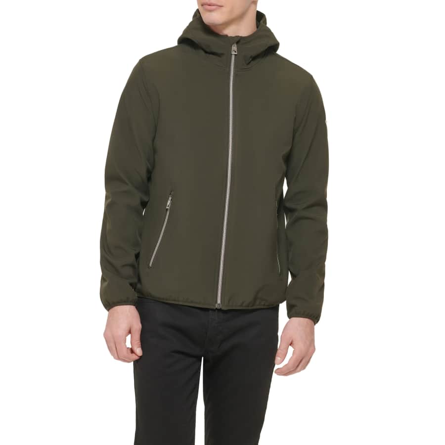 Guess Men's Softshell Hooded Rain Jacket: $50 Guess Men's Softshell Hooded Rain Jacket: $50