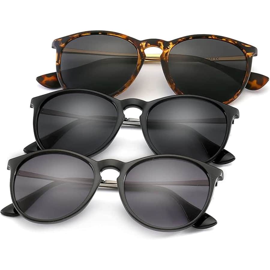 Sungait Premium Vintage Round Sunglasses 3-Pack: $20.39 Sungait Premium Vintage Round Sunglasses 3-Pack: $20.39
