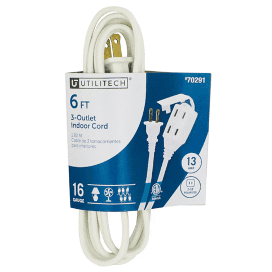 Utilitech 6-ft 3-Outlet Extension Cord: $2 Utilitech 6-ft 3-Outlet Extension Cord: $2
