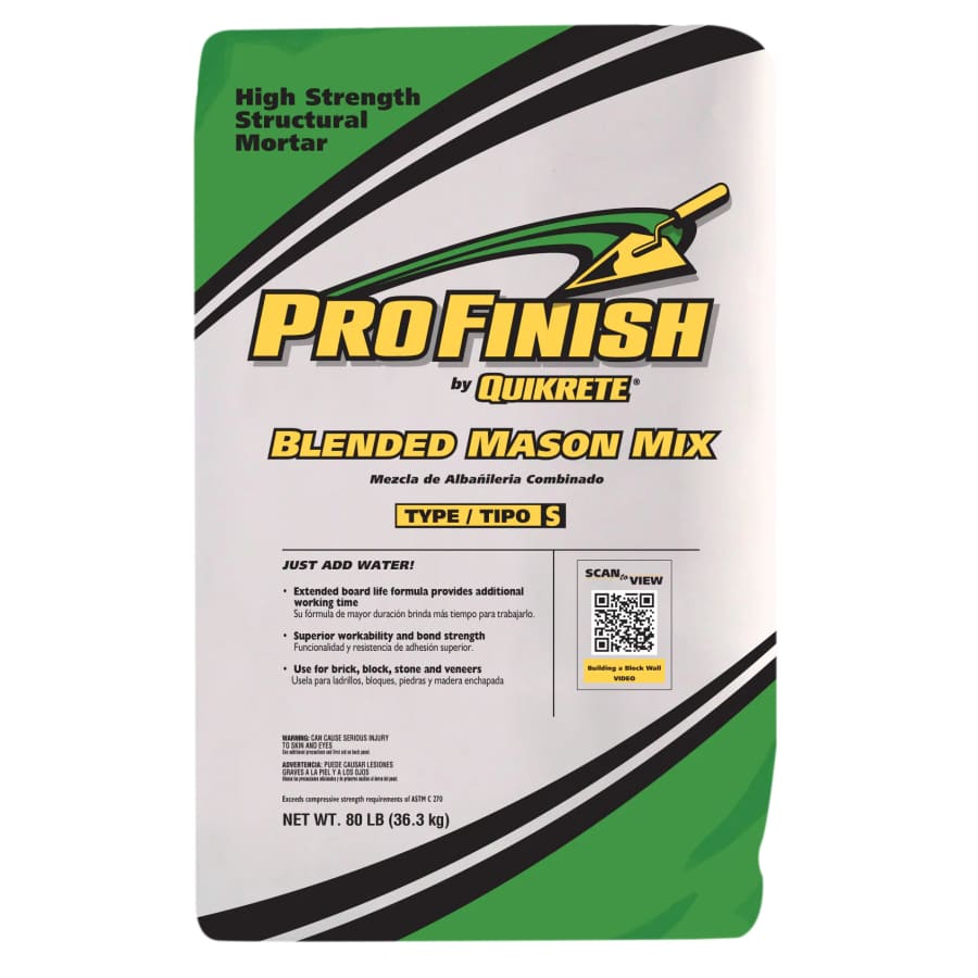 Quikrete ProFinish Mason Mix 80-lbs. Mortar mix: $9 Quikrete ProFinish Mason Mix 80-lbs. Mortar mix: $9